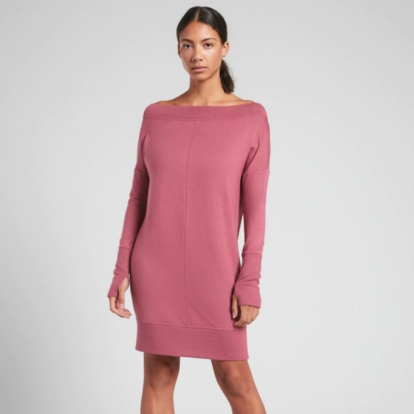 Athleta Dresses | Athleta Studio Barre Sweatshirt Dress Victorian Berry Pink Yy25 | Color: Pink | Size: M | Pm-58405909's Closet